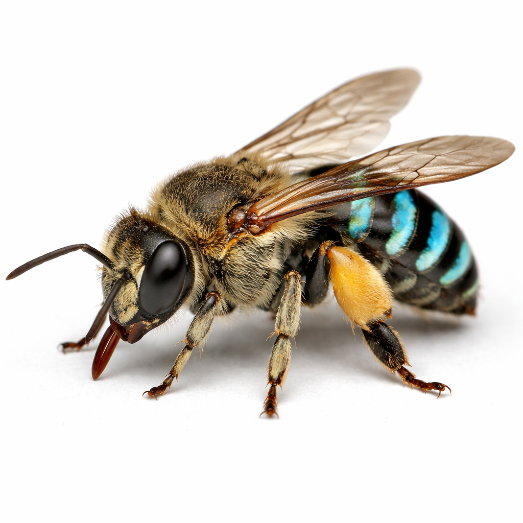 Blue-banded bee commonly found in Queensland gardens and flowering plants